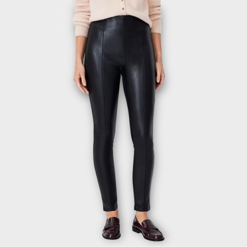 TIMING High Waist Faux Leather Seamed Leggings in Black Women’s Size XS